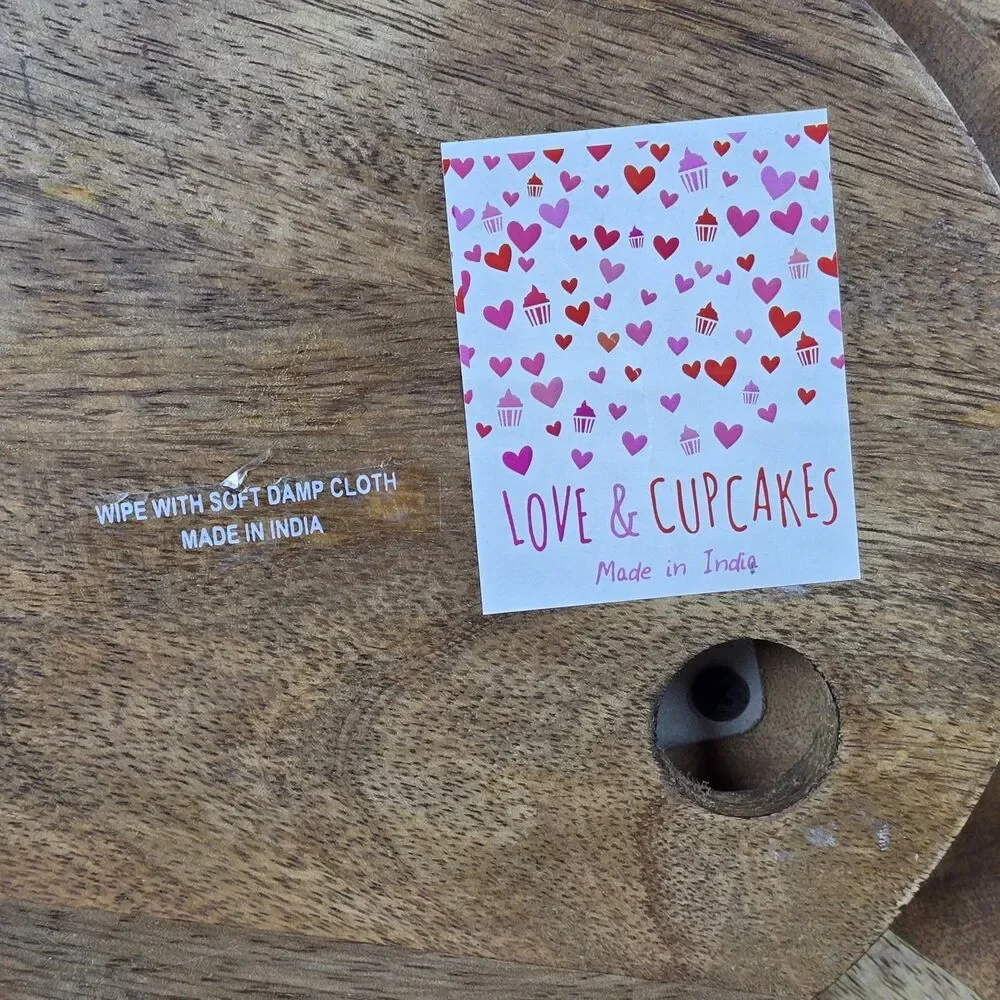 Love & Cupcakes Wooden Heart Shaped Lazy Susan Farmhouse